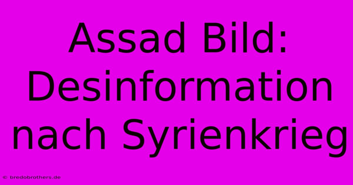 Assad Bild:  Desinformation Nach Syrienkrieg