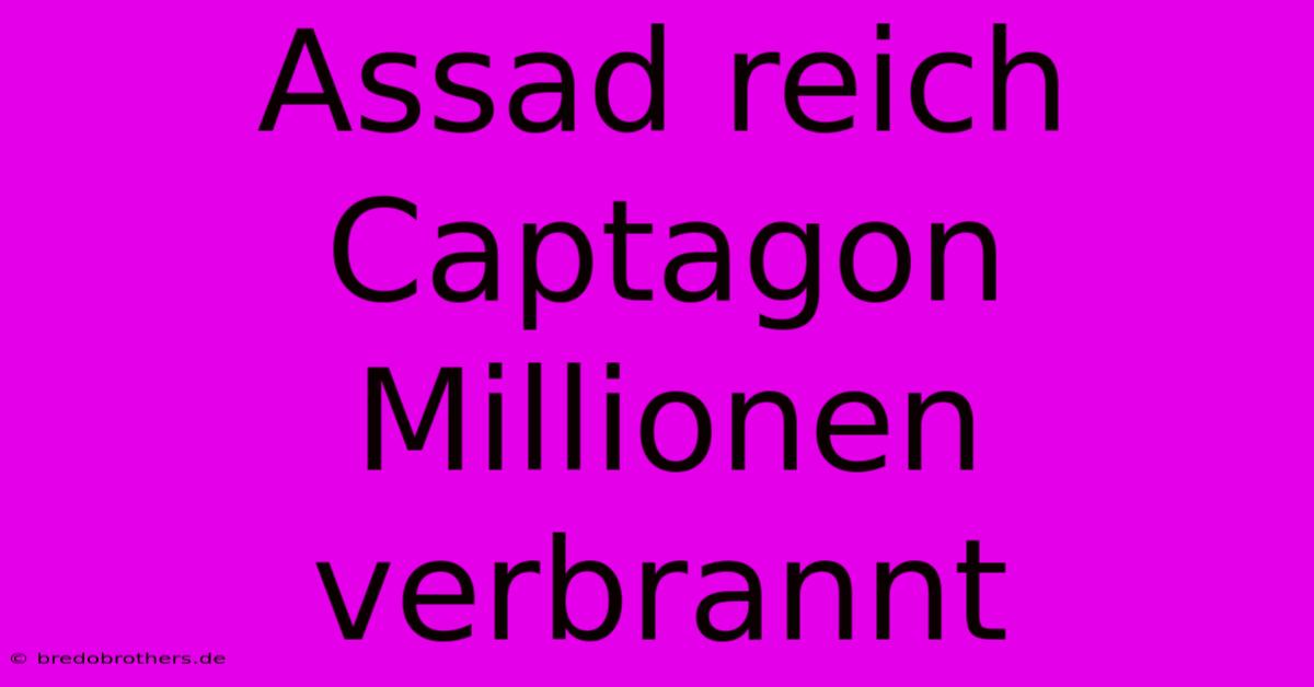 Assad Reich Captagon Millionen Verbrannt