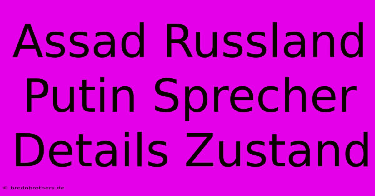 Assad Russland Putin Sprecher Details Zustand