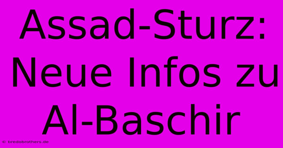 Assad-Sturz:  Neue Infos Zu Al-Baschir