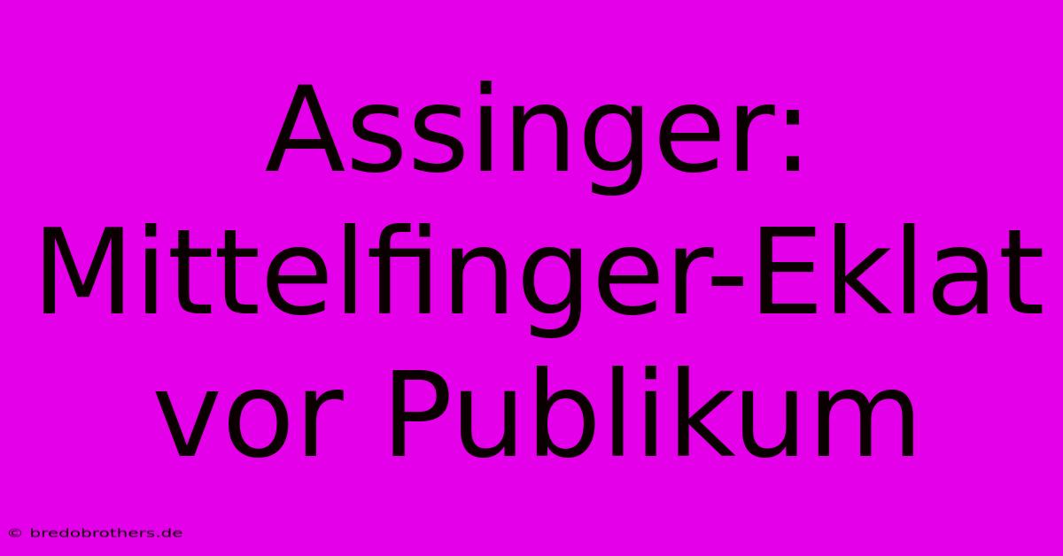 Assinger: Mittelfinger-Eklat Vor Publikum