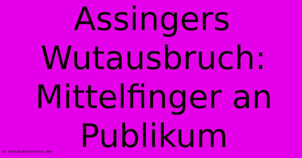 Assingers Wutausbruch: Mittelfinger An Publikum