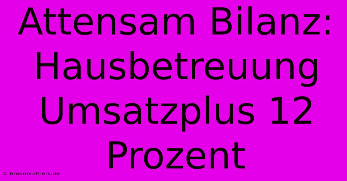 Attensam Bilanz: Hausbetreuung Umsatzplus 12 Prozent