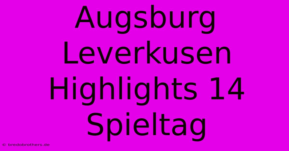 Augsburg Leverkusen Highlights 14 Spieltag