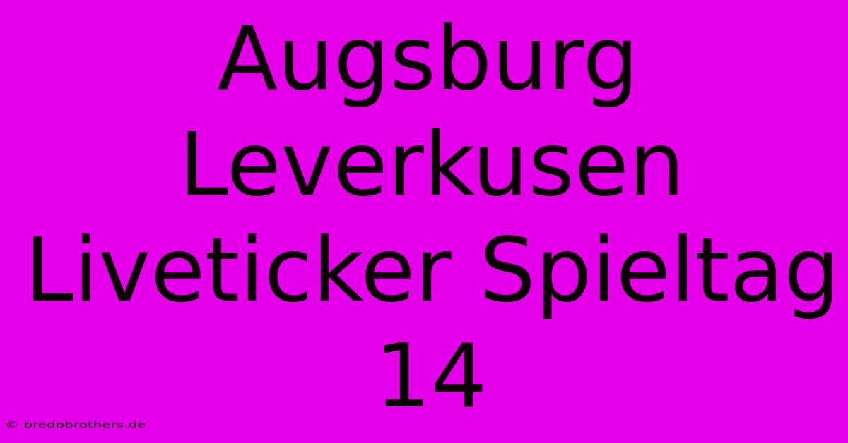 Augsburg Leverkusen Liveticker Spieltag 14