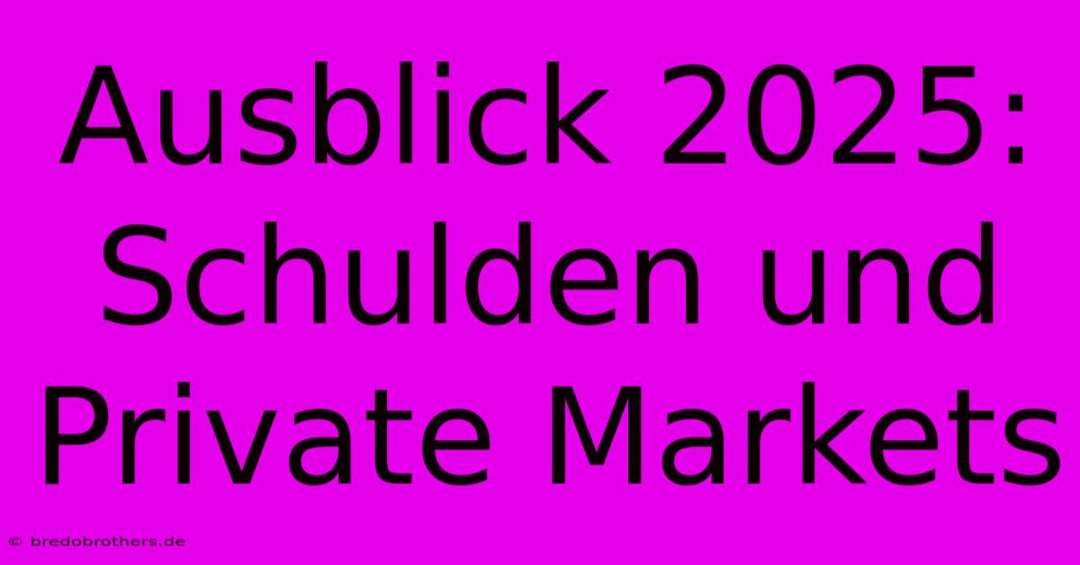 Ausblick 2025: Schulden Und Private Markets