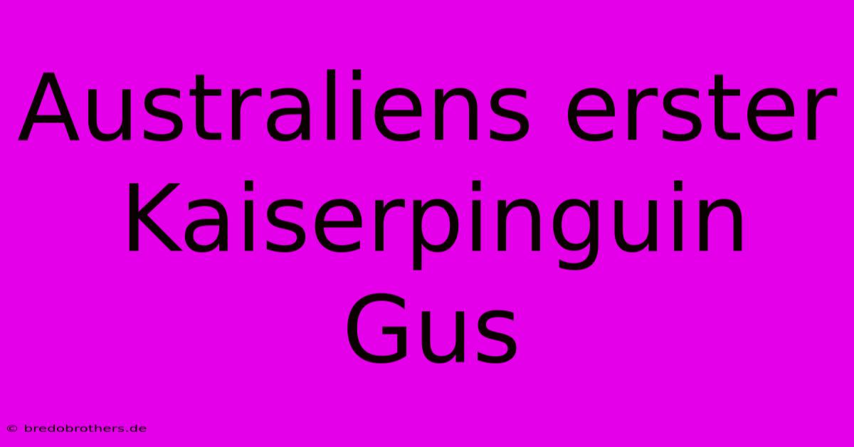 Australiens Erster Kaiserpinguin Gus