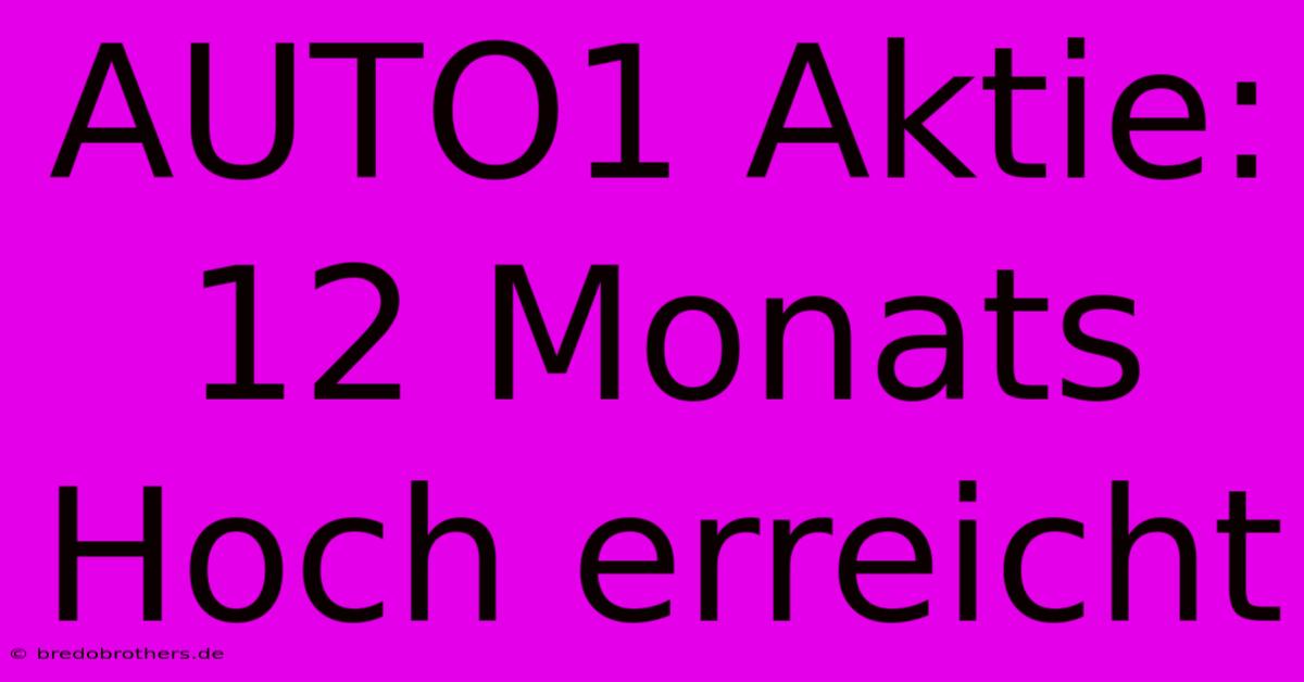 AUTO1 Aktie: 12 Monats Hoch Erreicht