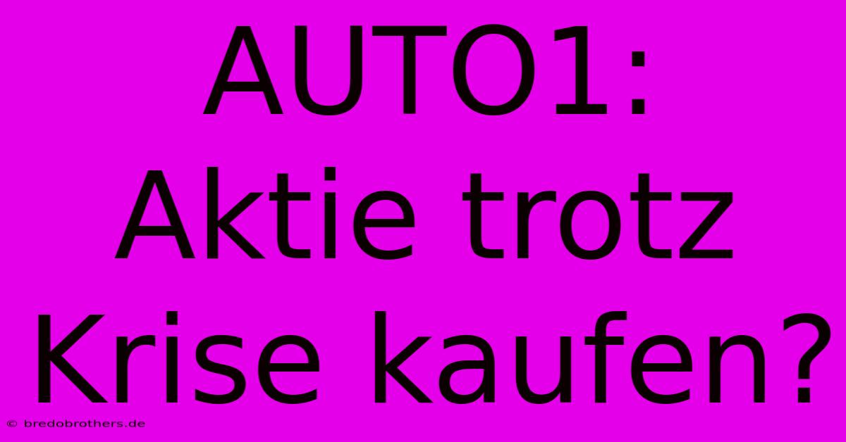 AUTO1:  Aktie Trotz Krise Kaufen?