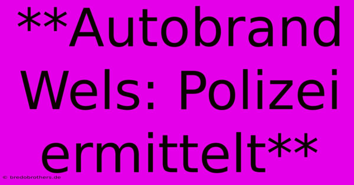 **Autobrand Wels: Polizei Ermittelt**