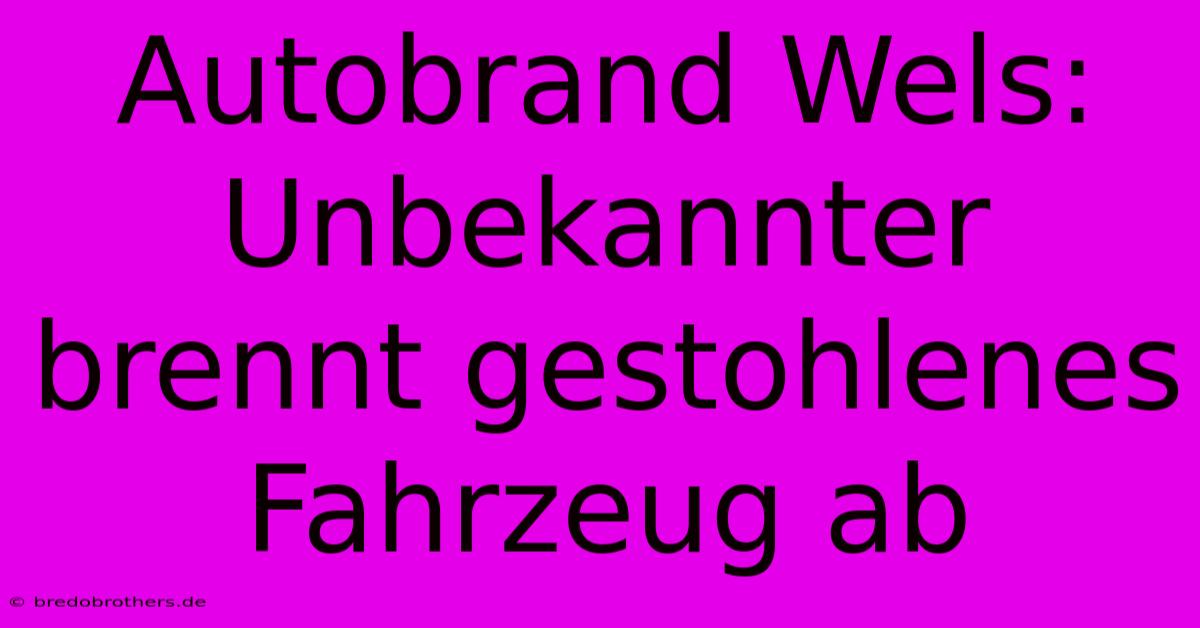 Autobrand Wels: Unbekannter Brennt Gestohlenes Fahrzeug Ab