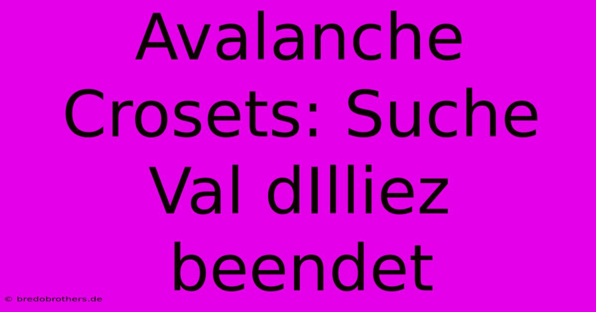 Avalanche Crosets: Suche Val DIlliez Beendet