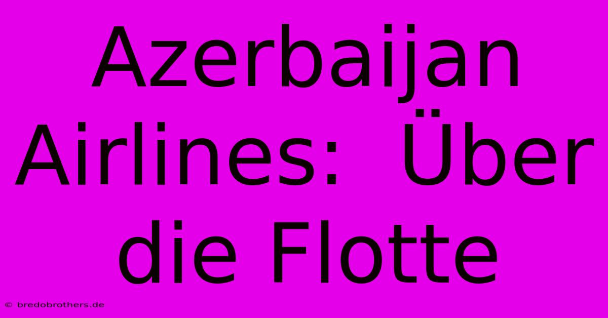 Azerbaijan Airlines:  Über Die Flotte