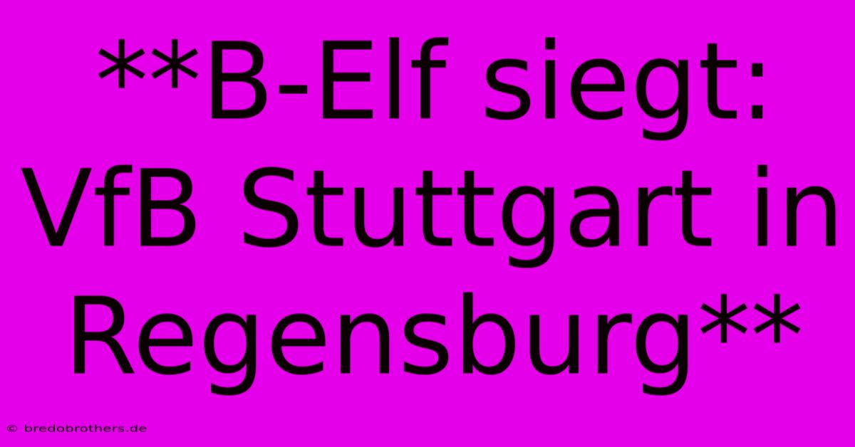 **B-Elf Siegt: VfB Stuttgart In Regensburg**