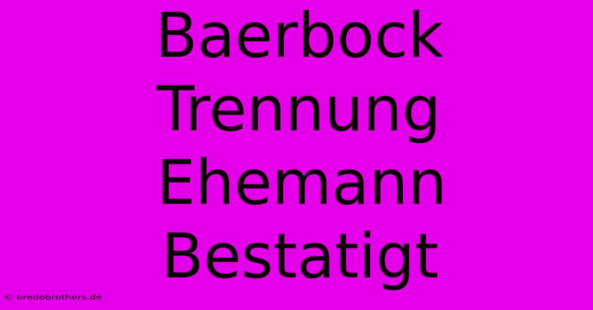 Baerbock Trennung Ehemann Bestatigt