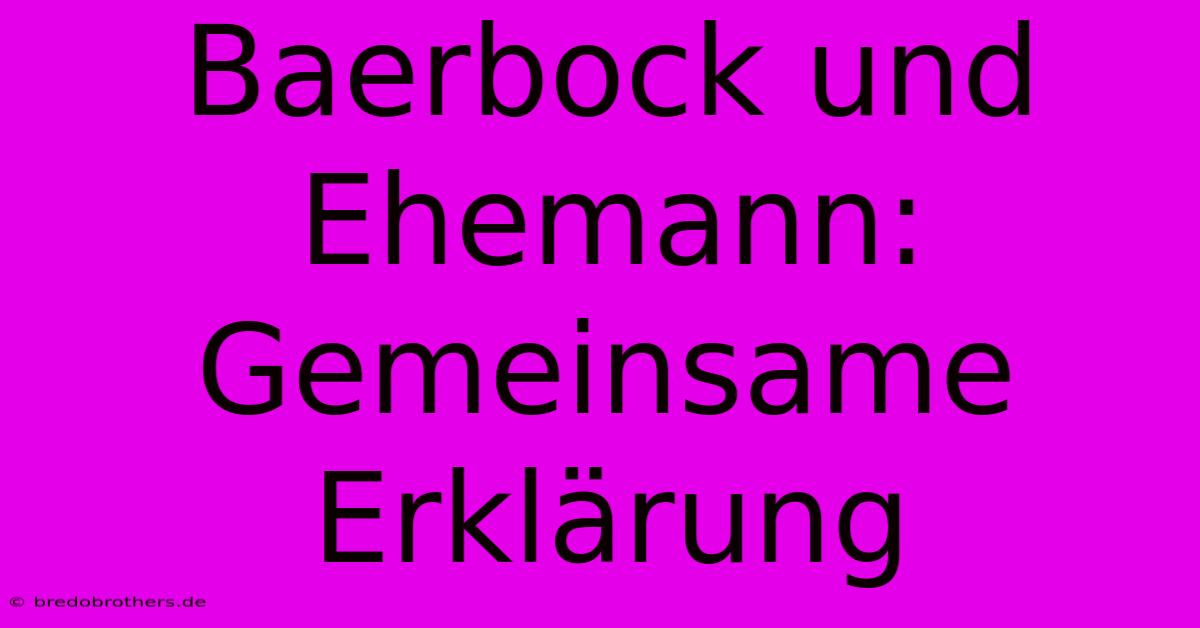 Baerbock Und Ehemann: Gemeinsame Erklärung