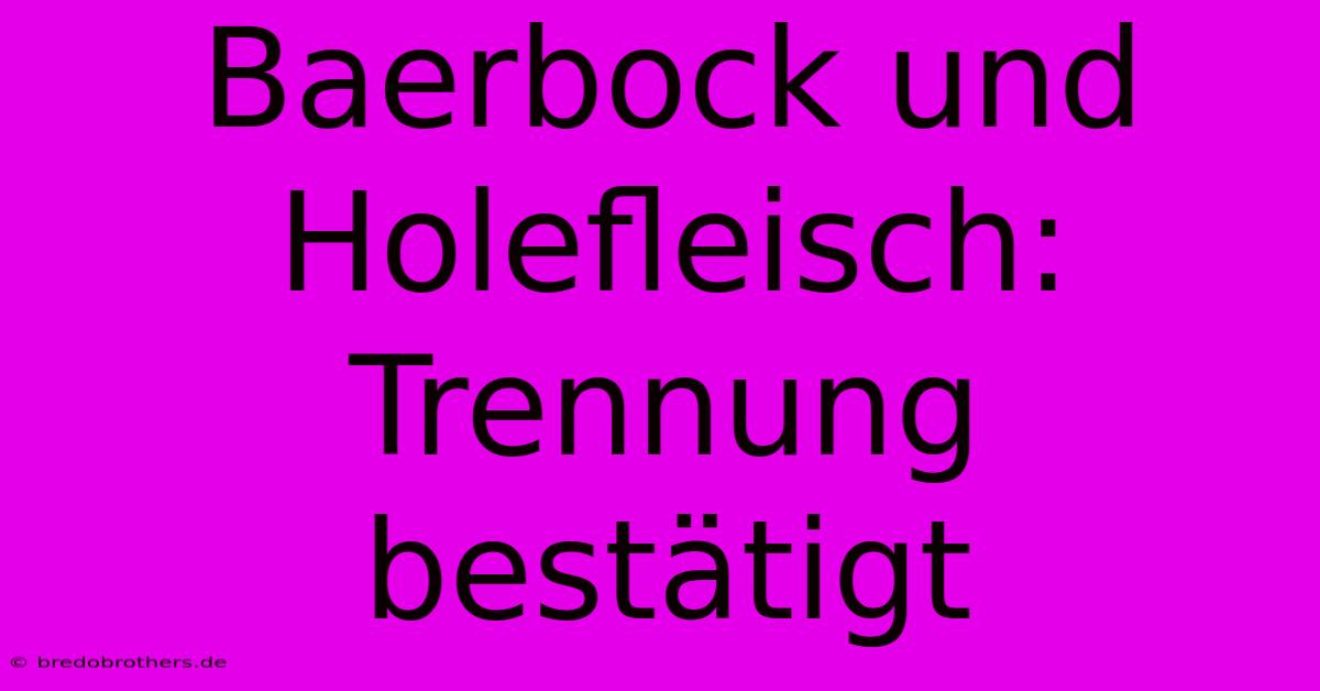 Baerbock Und Holefleisch: Trennung Bestätigt