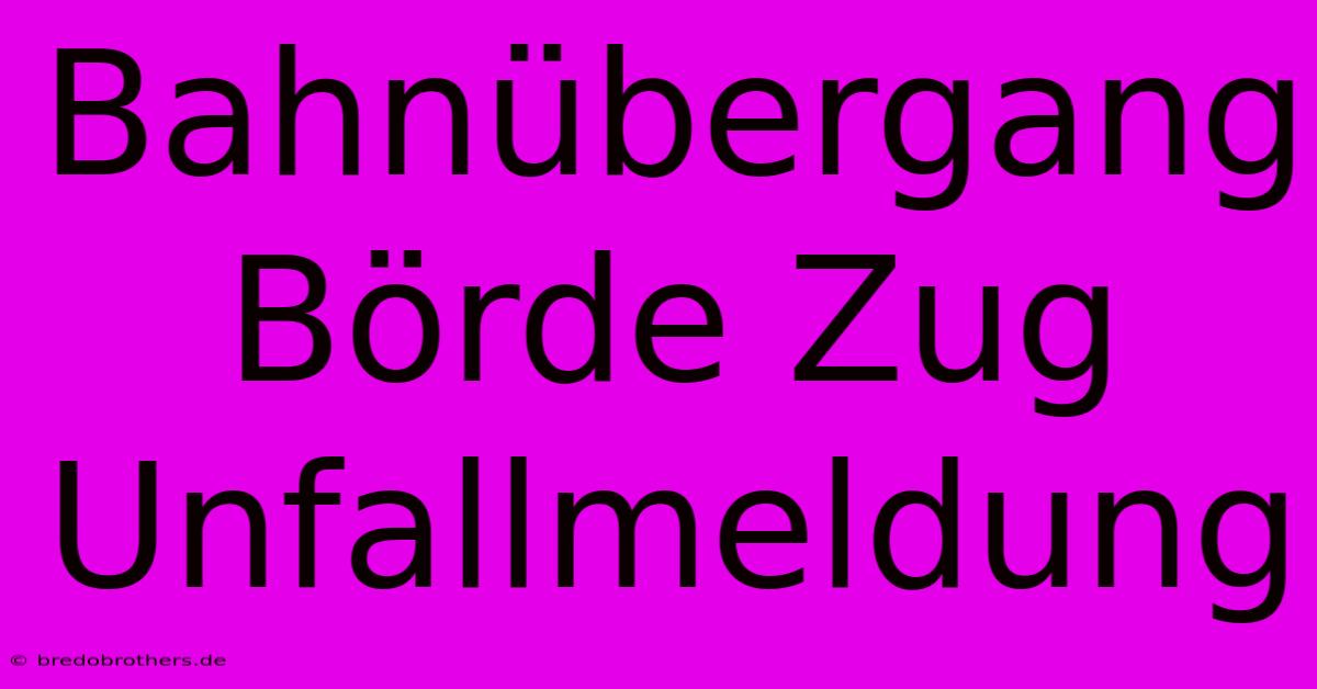 Bahnübergang Börde Zug Unfallmeldung