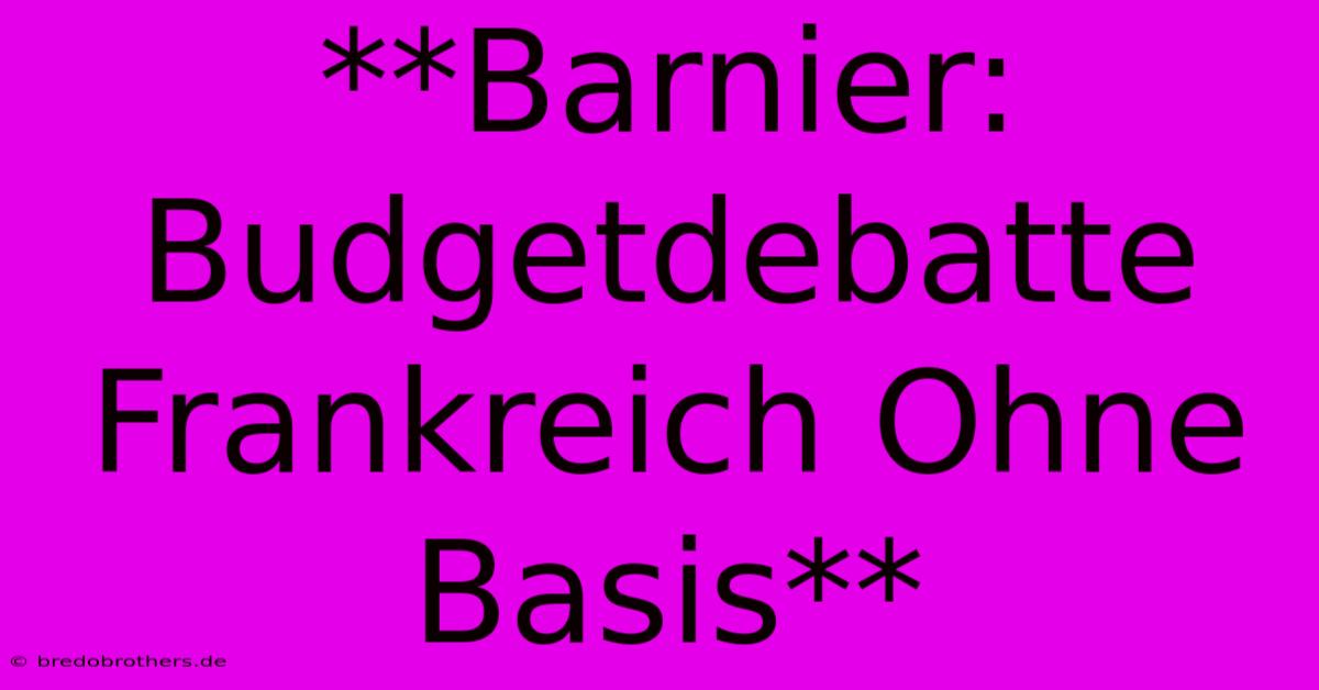 **Barnier: Budgetdebatte Frankreich Ohne Basis** 