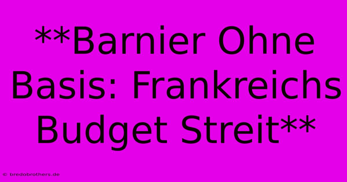 **Barnier Ohne Basis: Frankreichs Budget Streit**