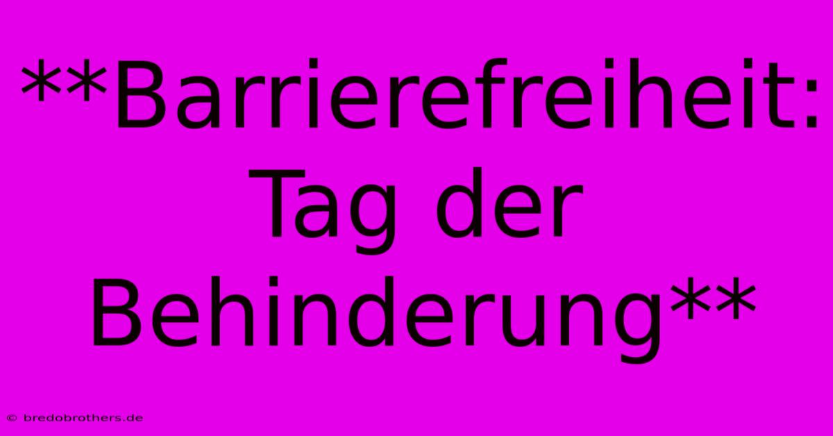 **Barrierefreiheit: Tag Der Behinderung**