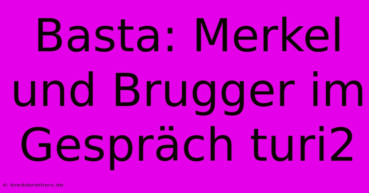 Basta: Merkel Und Brugger Im Gespräch Turi2