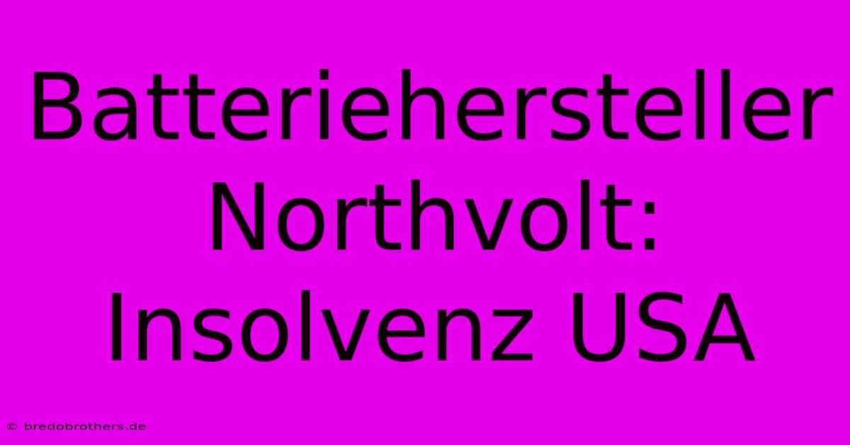 Batteriehersteller Northvolt: Insolvenz USA