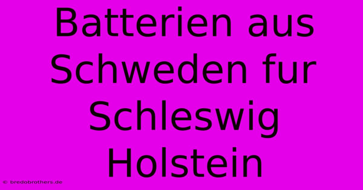 Batterien Aus Schweden Fur Schleswig Holstein