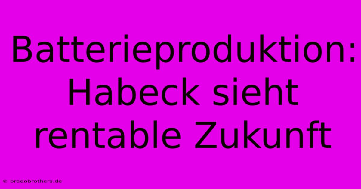 Batterieproduktion: Habeck Sieht Rentable Zukunft