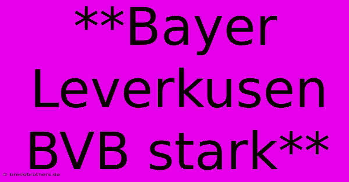 **Bayer Leverkusen BVB Stark**