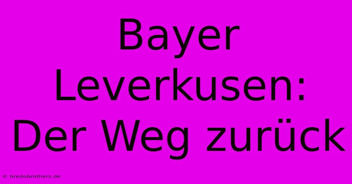 Bayer Leverkusen: Der Weg Zurück