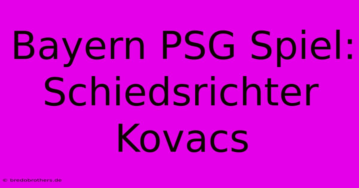 Bayern PSG Spiel: Schiedsrichter Kovacs