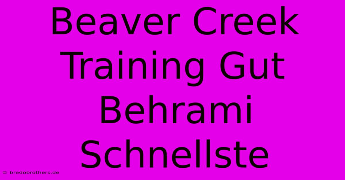 Beaver Creek Training Gut Behrami Schnellste