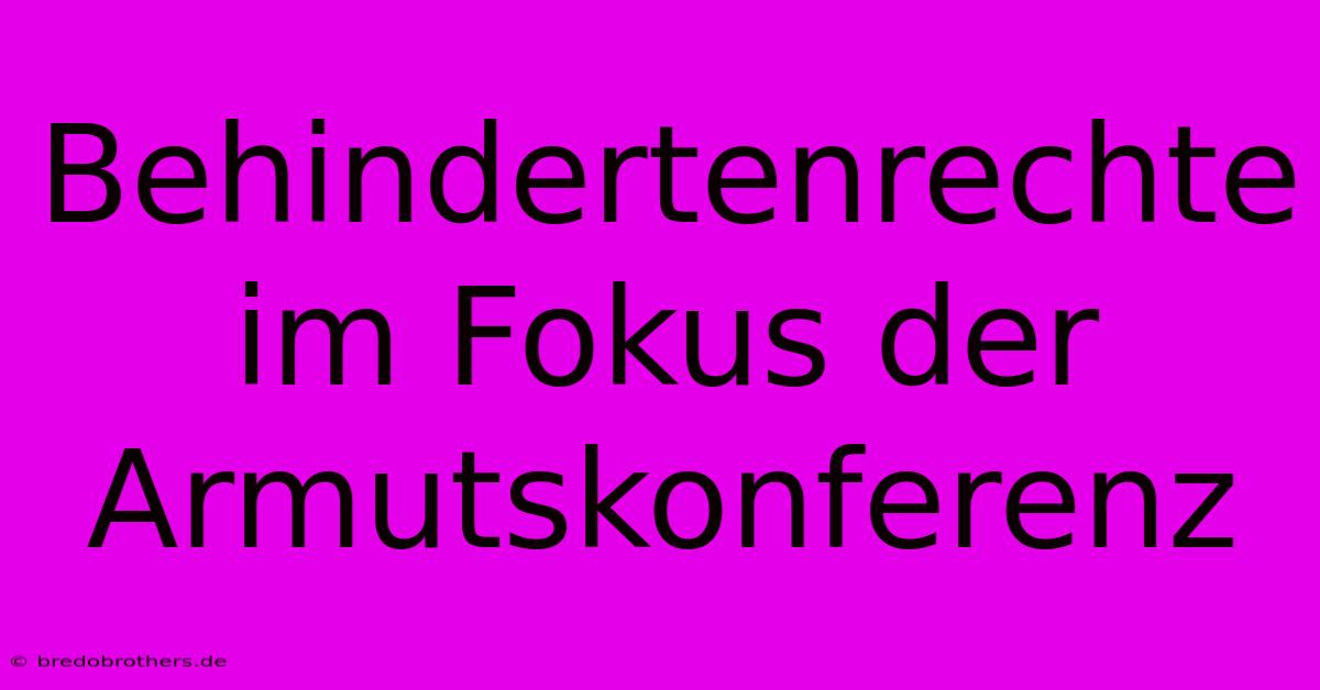 Behindertenrechte Im Fokus Der Armutskonferenz