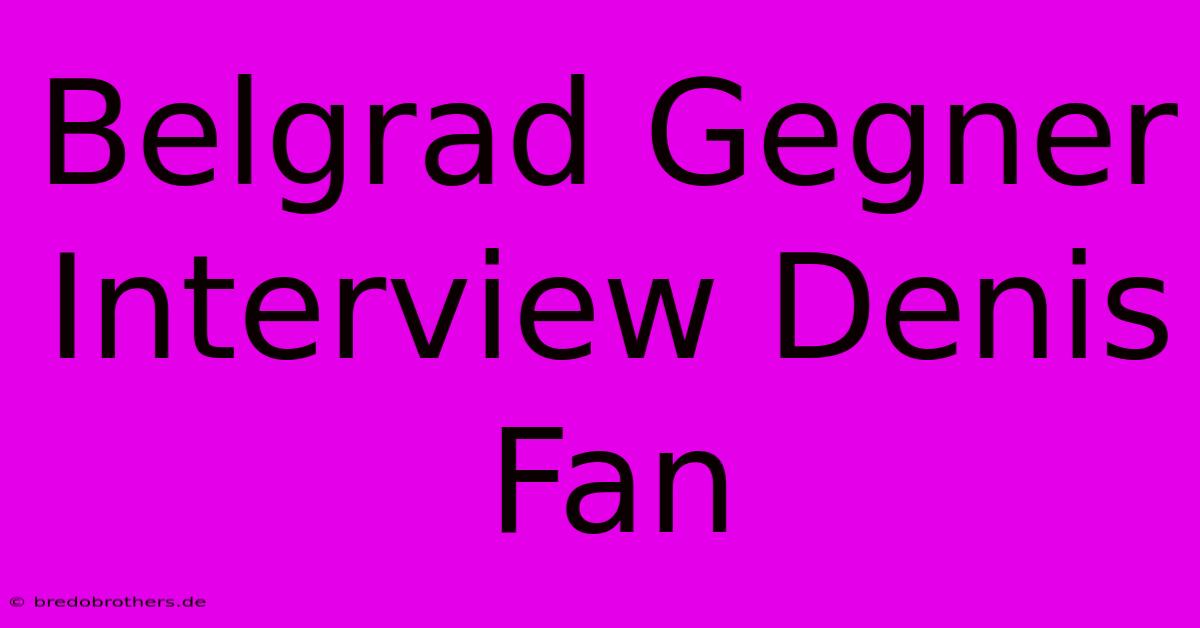 Belgrad Gegner Interview Denis Fan