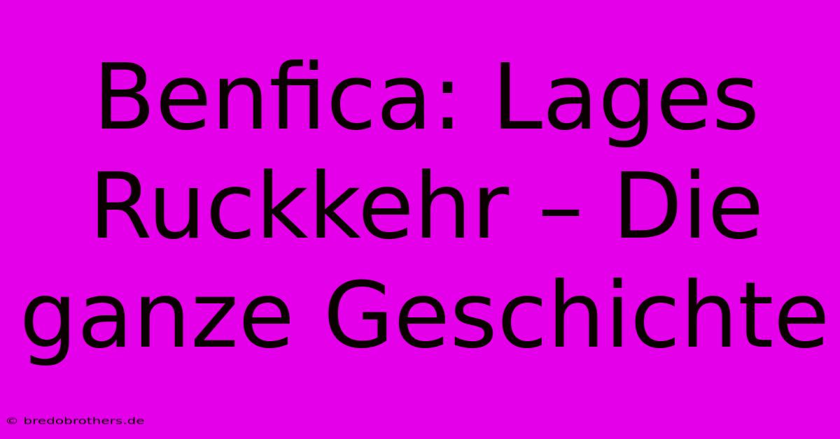 Benfica: Lages Ruckkehr – Die Ganze Geschichte