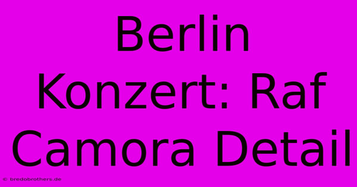 Berlin Konzert: Raf Camora Detail