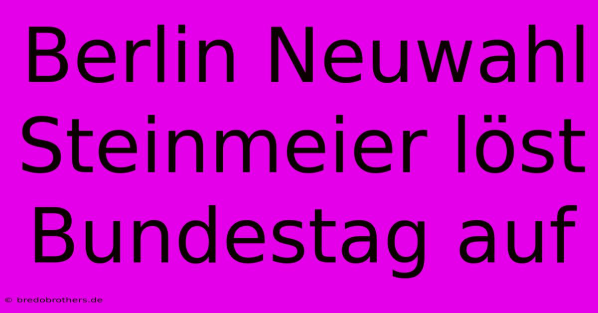 Berlin Neuwahl Steinmeier Löst Bundestag Auf