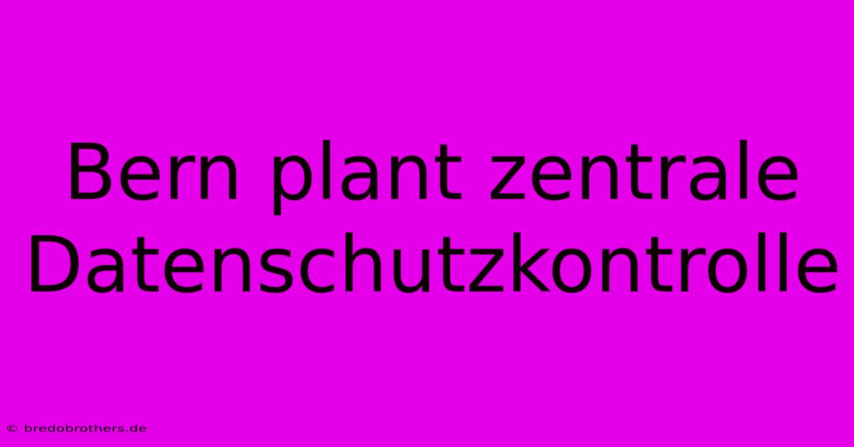 Bern Plant Zentrale Datenschutzkontrolle