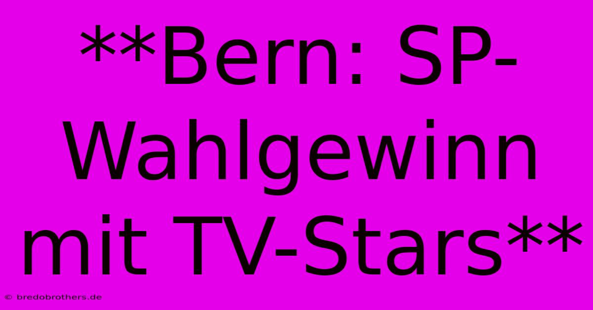 **Bern: SP-Wahlgewinn Mit TV-Stars**