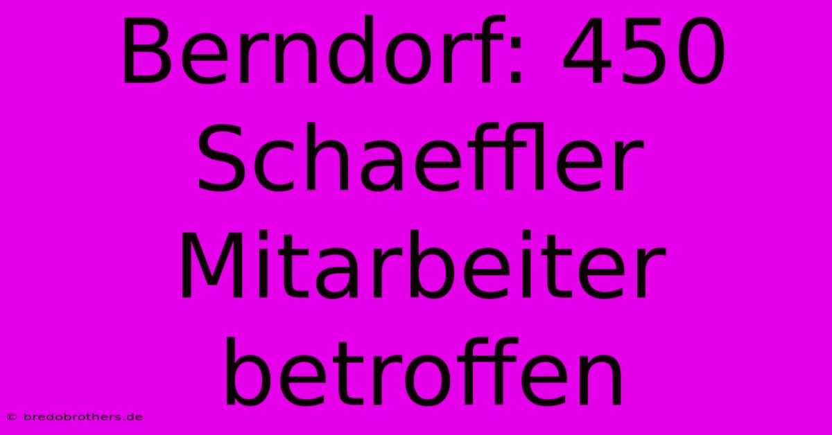 Berndorf: 450 Schaeffler Mitarbeiter Betroffen