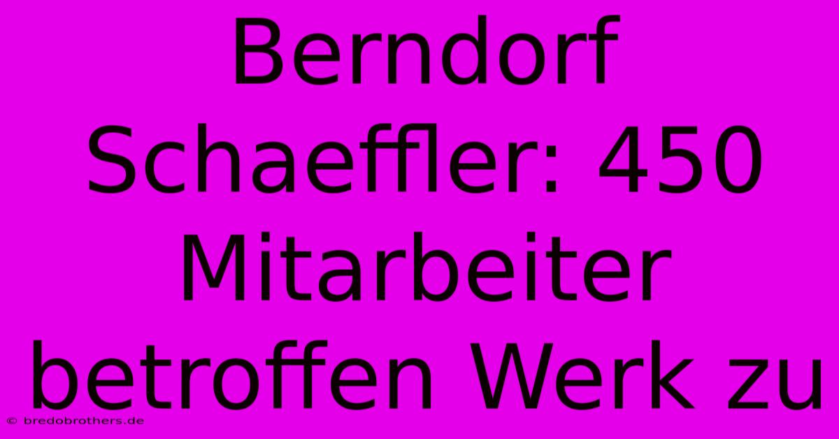 Berndorf Schaeffler: 450 Mitarbeiter Betroffen Werk Zu