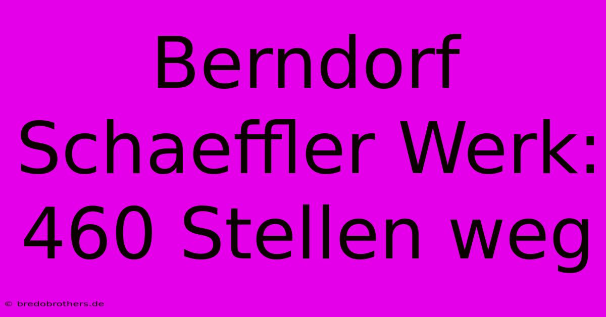 Berndorf Schaeffler Werk: 460 Stellen Weg