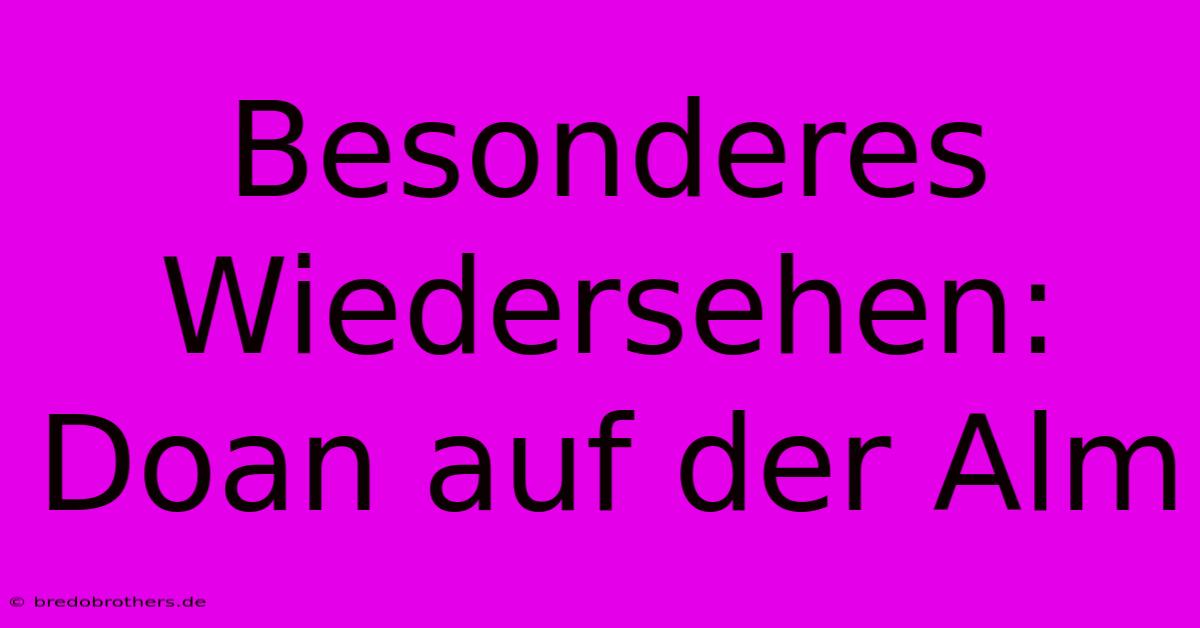 Besonderes Wiedersehen: Doan Auf Der Alm