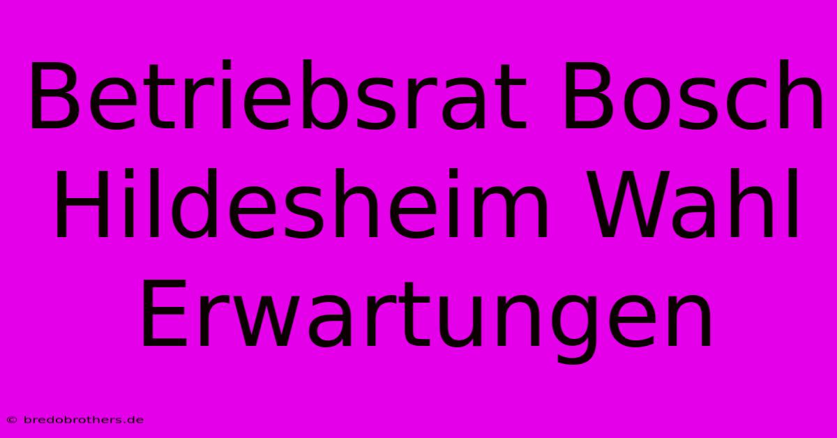 Betriebsrat Bosch Hildesheim Wahl Erwartungen