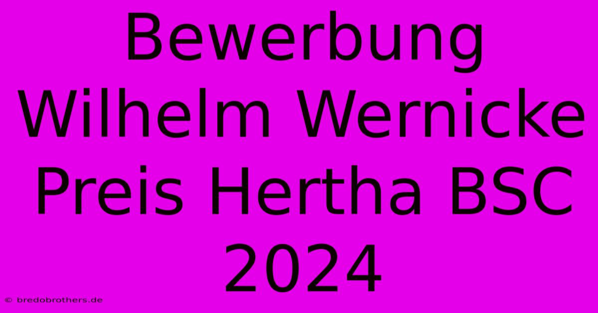 Bewerbung Wilhelm Wernicke Preis Hertha BSC 2024