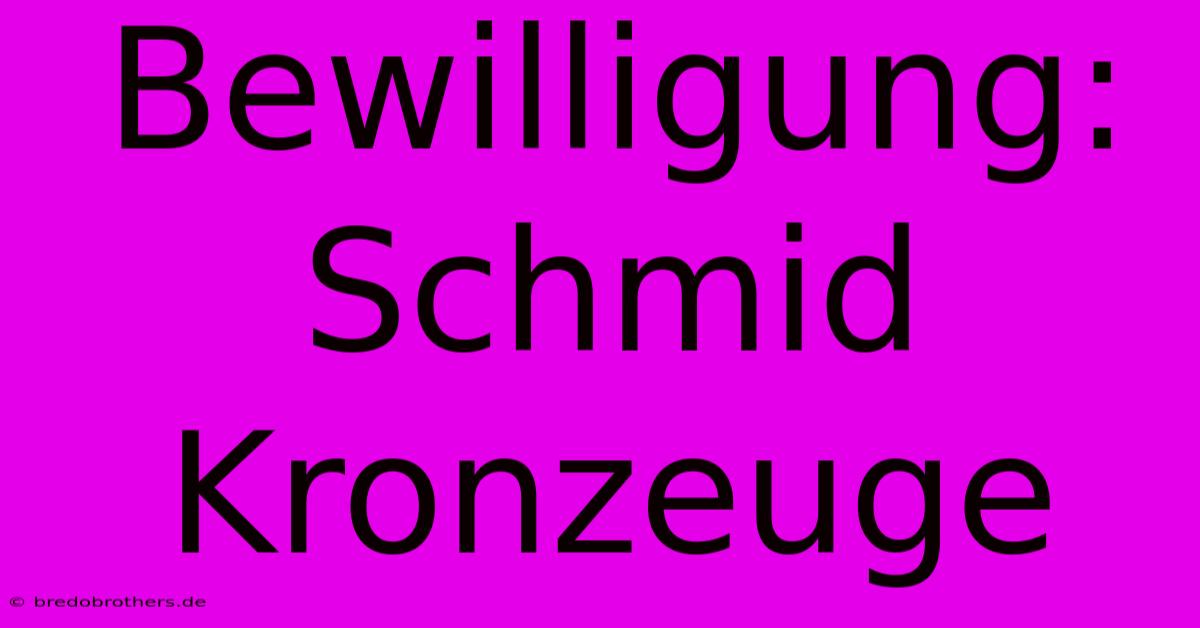 Bewilligung: Schmid Kronzeuge