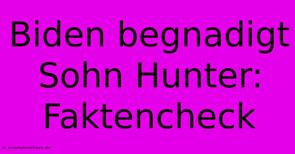 Biden Begnadigt Sohn Hunter: Faktencheck