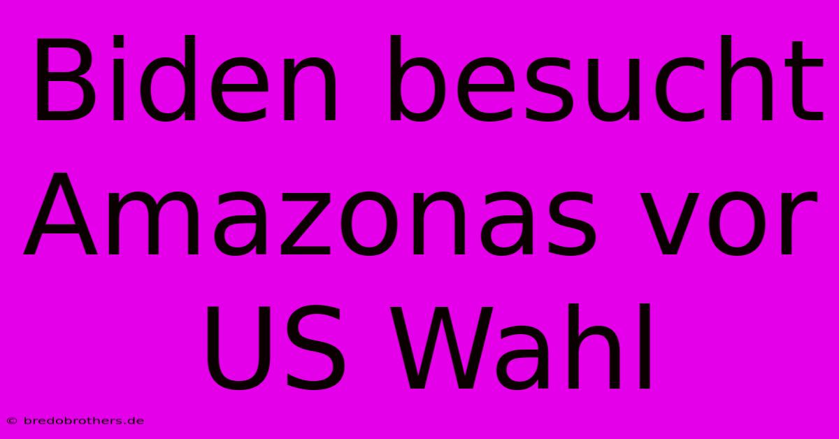 Biden Besucht Amazonas Vor US Wahl