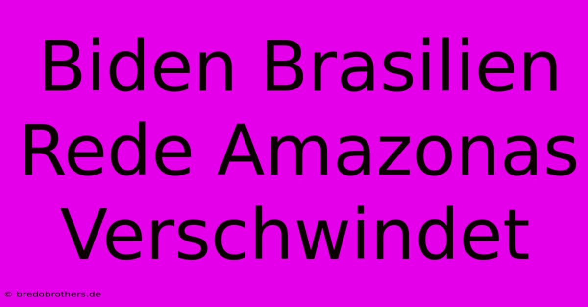 Biden Brasilien Rede Amazonas Verschwindet